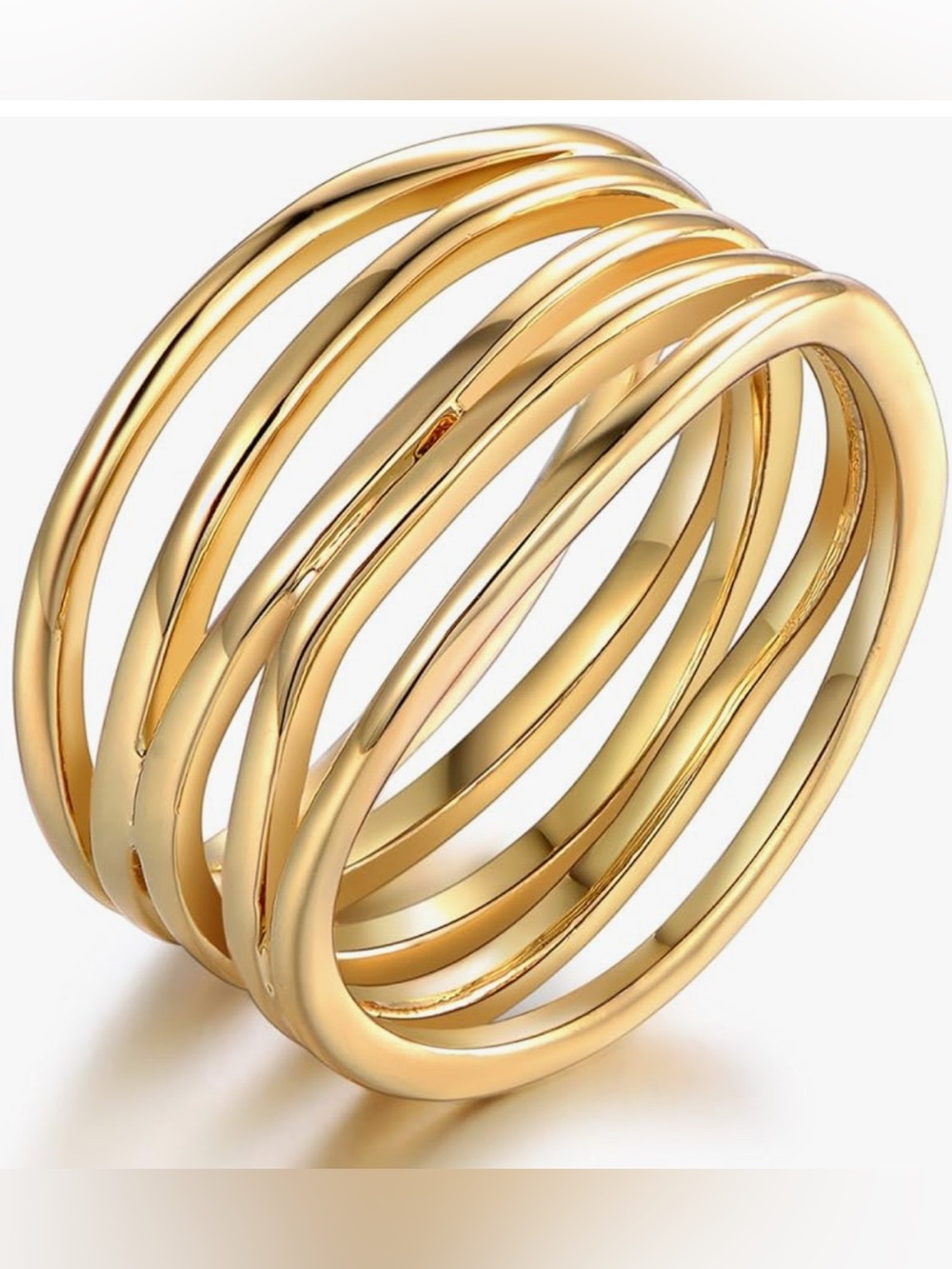 Stunning Nordstrom 18KT Gold Vermeil multi band Ring Size 8